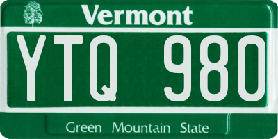 VT license plate YTQ980