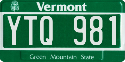 VT license plate YTQ981