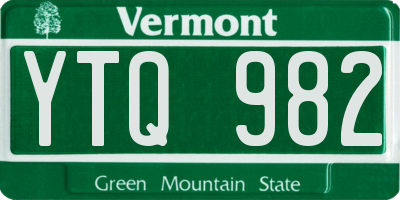 VT license plate YTQ982