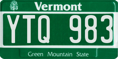 VT license plate YTQ983