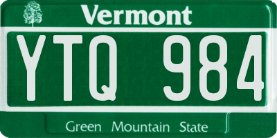 VT license plate YTQ984