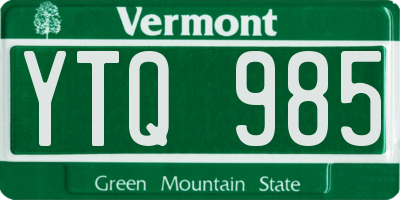 VT license plate YTQ985