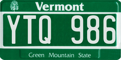 VT license plate YTQ986
