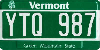 VT license plate YTQ987