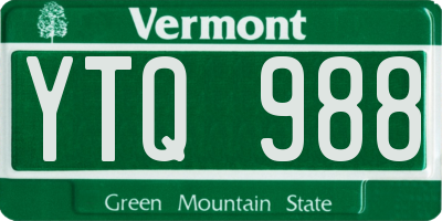 VT license plate YTQ988