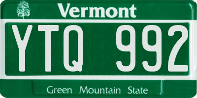 VT license plate YTQ992