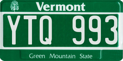 VT license plate YTQ993