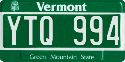 VT license plate YTQ994