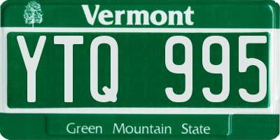 VT license plate YTQ995