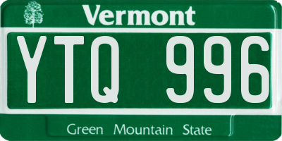 VT license plate YTQ996