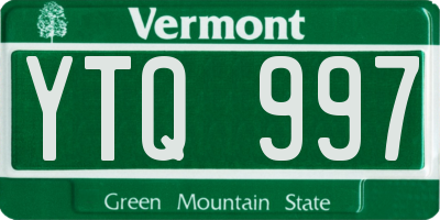 VT license plate YTQ997