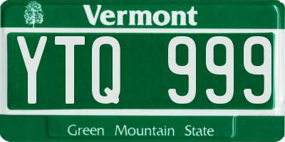 VT license plate YTQ999