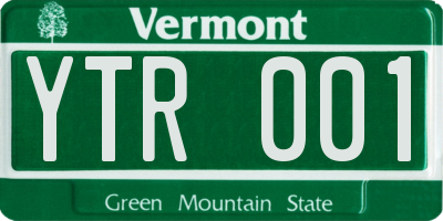 VT license plate YTR001