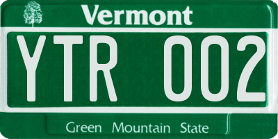 VT license plate YTR002