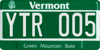VT license plate YTR005