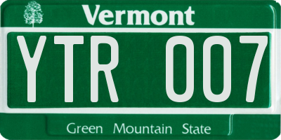 VT license plate YTR007