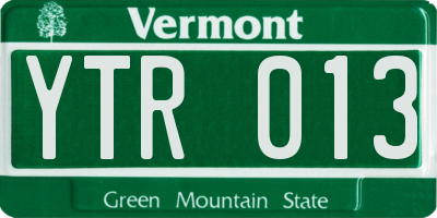 VT license plate YTR013