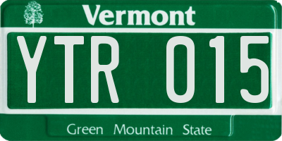 VT license plate YTR015
