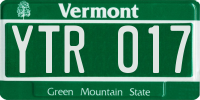 VT license plate YTR017