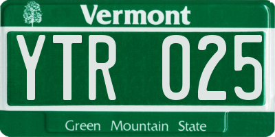 VT license plate YTR025
