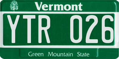 VT license plate YTR026