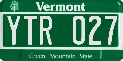 VT license plate YTR027