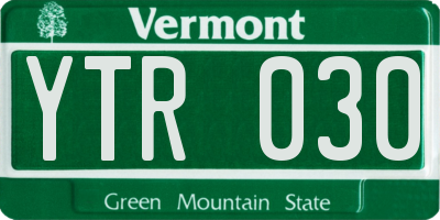 VT license plate YTR030