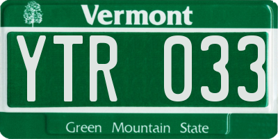 VT license plate YTR033