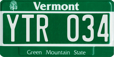 VT license plate YTR034