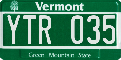 VT license plate YTR035