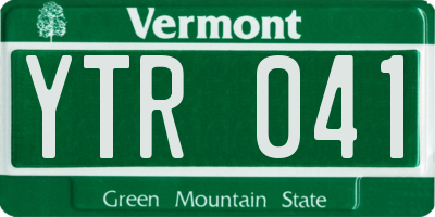 VT license plate YTR041