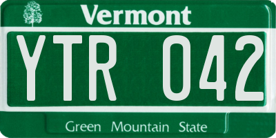 VT license plate YTR042