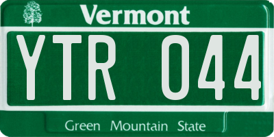 VT license plate YTR044