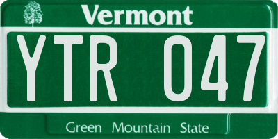 VT license plate YTR047