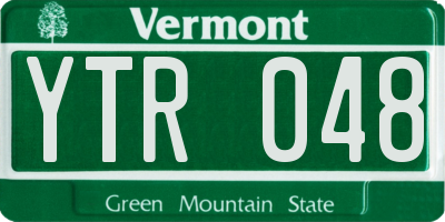 VT license plate YTR048