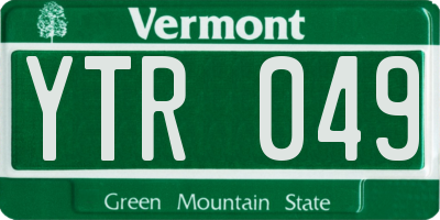 VT license plate YTR049