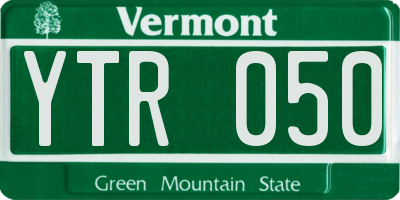 VT license plate YTR050