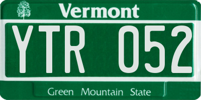 VT license plate YTR052