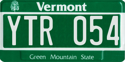 VT license plate YTR054