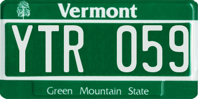 VT license plate YTR059