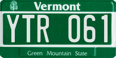 VT license plate YTR061