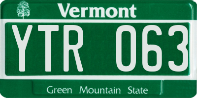 VT license plate YTR063