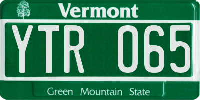 VT license plate YTR065
