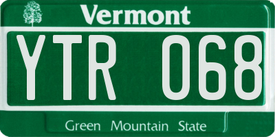 VT license plate YTR068
