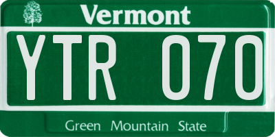 VT license plate YTR070
