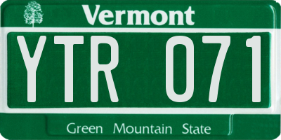 VT license plate YTR071