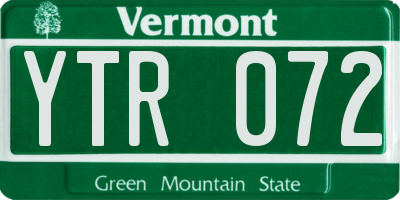 VT license plate YTR072