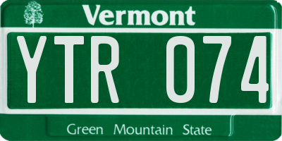 VT license plate YTR074