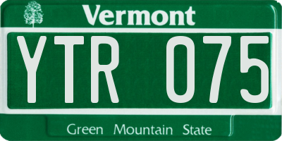 VT license plate YTR075