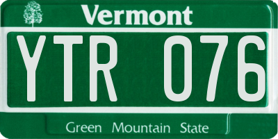 VT license plate YTR076